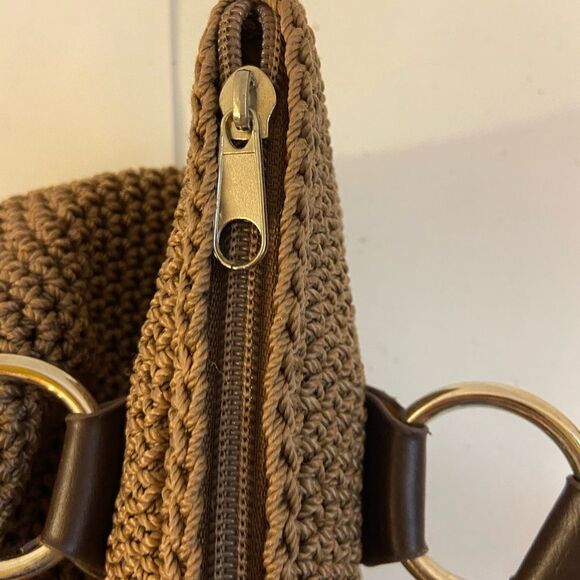 The Sak brown crochet zipper bag 13”x7” - Picture 2 of 6
